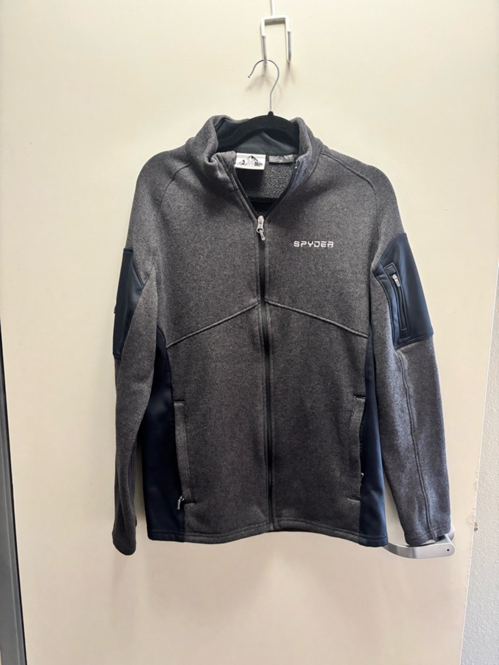 Spyder Men's Dark Gray Full-Zip Performance Jacket with Black Panels